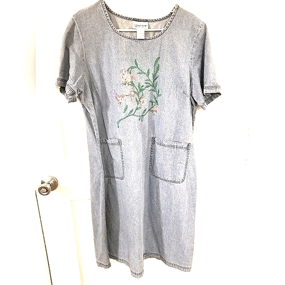 Vintage 90s Y2K 100% Cotton Denim Dress - Picture 1 of 5